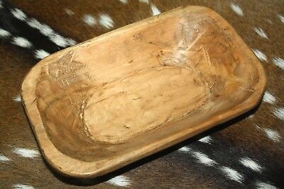 * Carved Wooden Dough Bowl Primitive Wood Trencher Tray Rustic Home Decor 8-12"